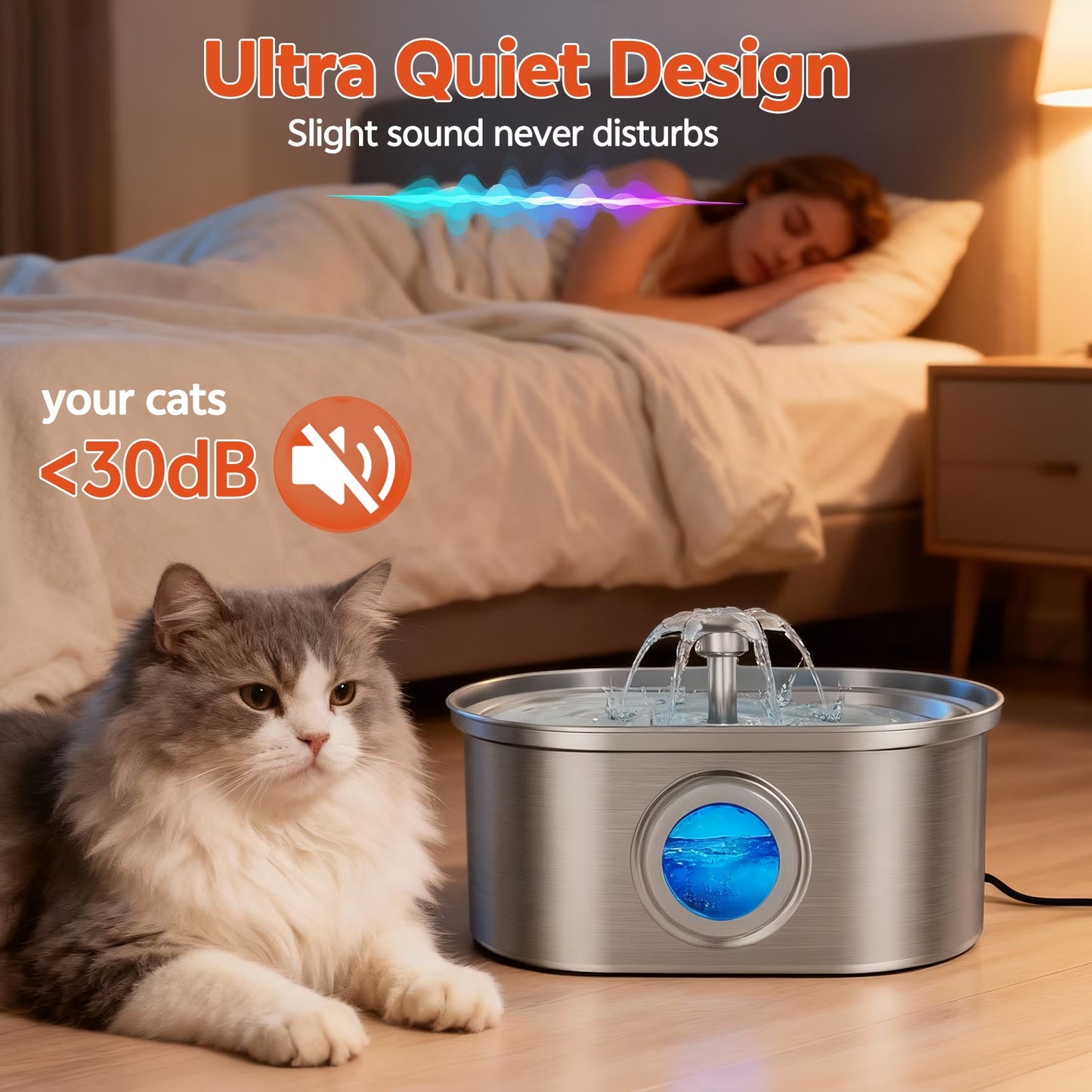 Premium Stainless Steel Pet Water Fountain – 3.2L Automatic Cat & Dog Drinking Fountain with Water Level Window