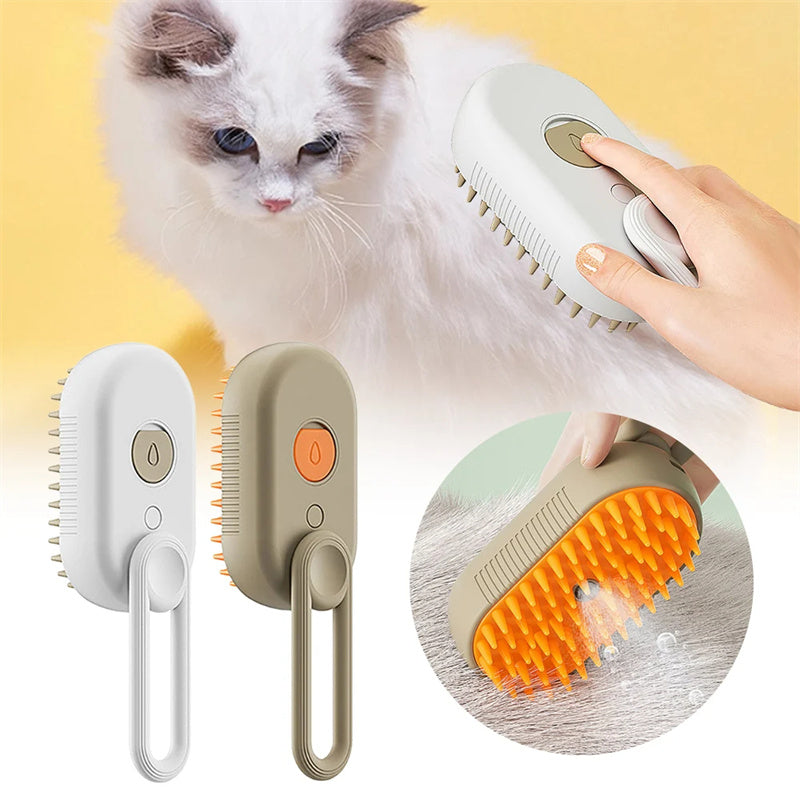 3-in-1 Steam Pet Grooming Brush – Remove Loose Fur & Reduce Shedding