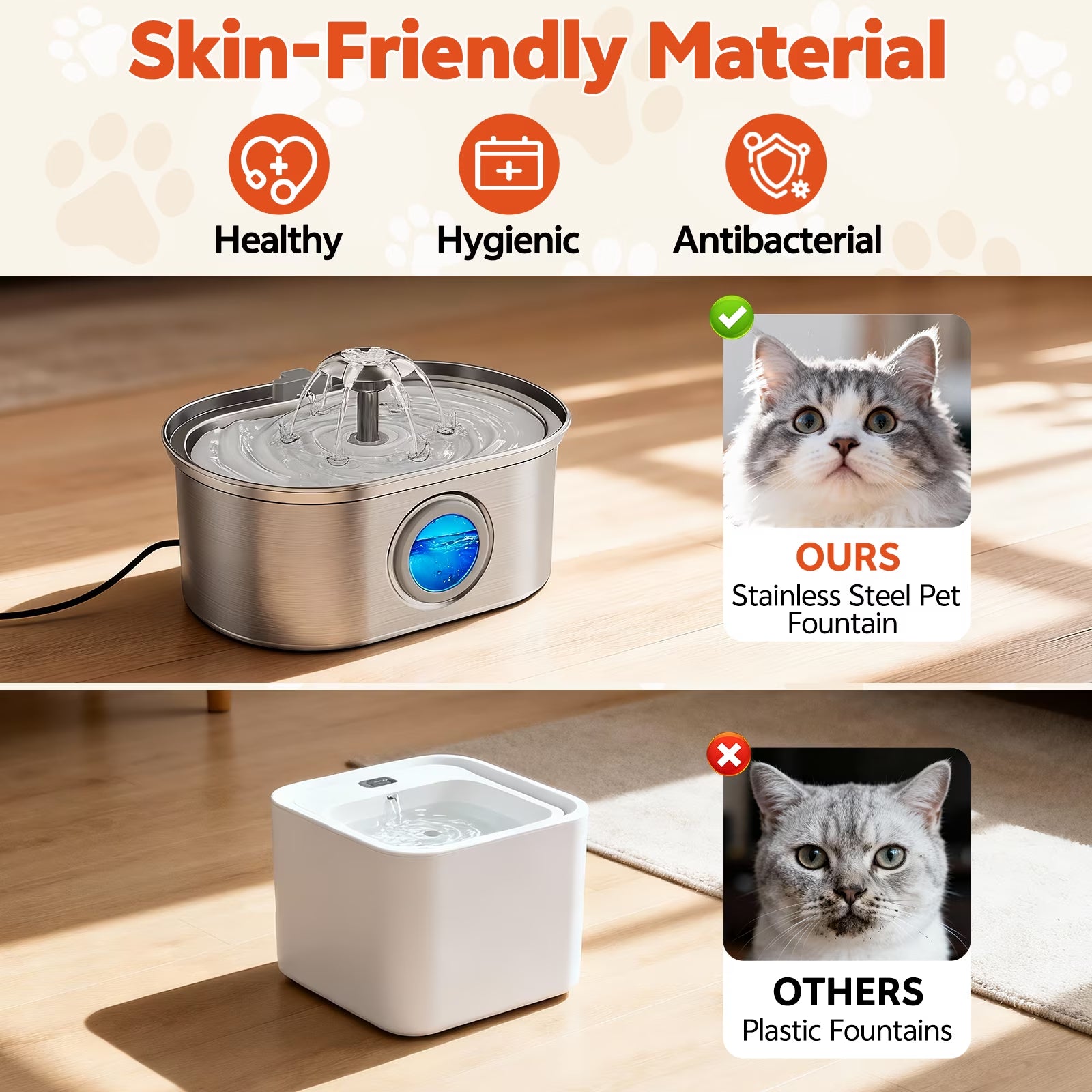 Premium Stainless Steel Pet Water Fountain – 3.2L Automatic Cat & Dog Drinking Fountain with Water Level Window