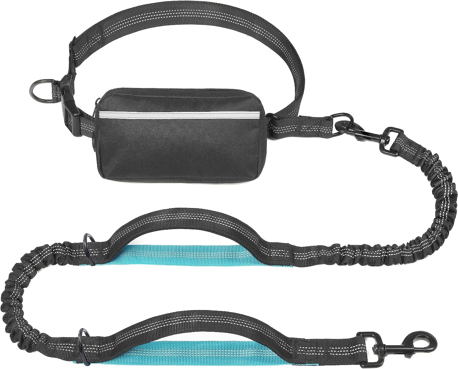 Hands-Free Dog Leash – Adjustable Running Leash with Zipper Pouch & Bungee Shock Absorber