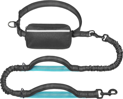 Hands-Free Dog Leash – Adjustable Running Leash with Zipper Pouch & Bungee Shock Absorber
