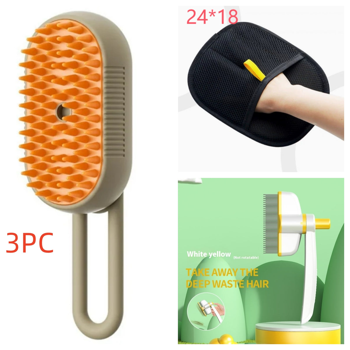 3-in-1 Steam Pet Grooming Brush – Remove Loose Fur & Reduce Shedding