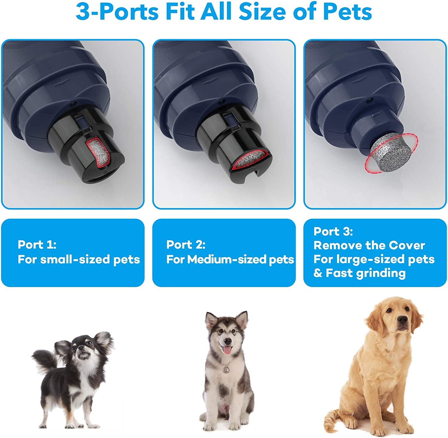 Rechargeable Pet Nail Grinder – Safe & Quiet Nail Trimmer with Dual LED Lights