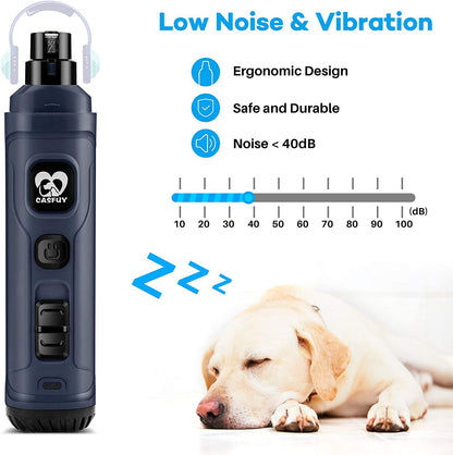Rechargeable Pet Nail Grinder – Safe & Quiet Nail Trimmer with Dual LED Lights