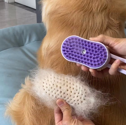 Steam Pet Grooming Brush – One-Touch Spray Deshedding Brush for Cats & Dogs