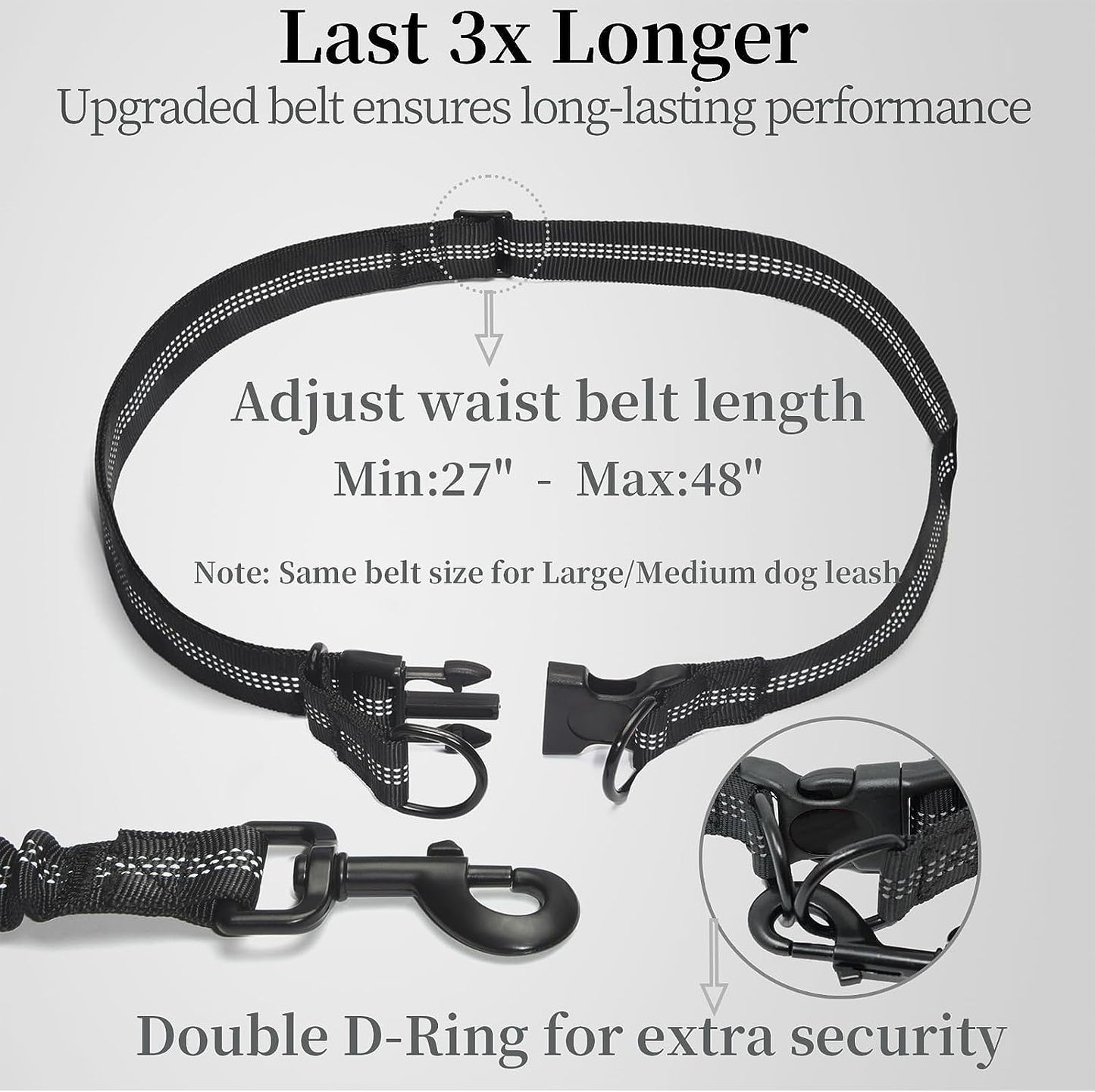 Hands-Free Dog Leash – Adjustable Running Leash with Zipper Pouch & Bungee Shock Absorber