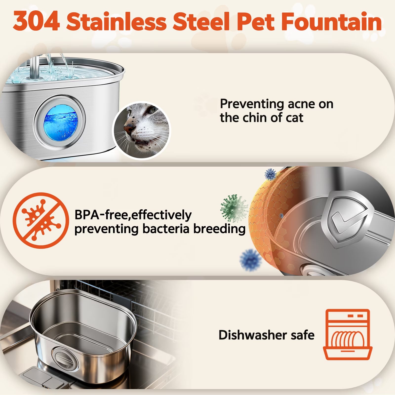 Premium Stainless Steel Pet Water Fountain – 3.2L Automatic Cat & Dog Drinking Fountain with Water Level Window