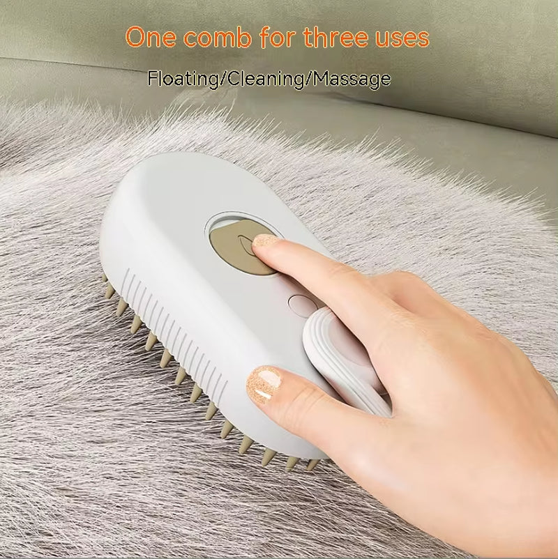 Steam Pet Grooming Brush – One-Touch Spray Deshedding Brush for Cats & Dogs