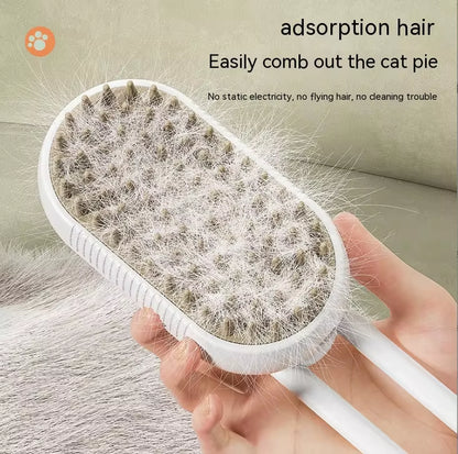 Steam Pet Grooming Brush – One-Touch Spray Deshedding Brush for Cats & Dogs