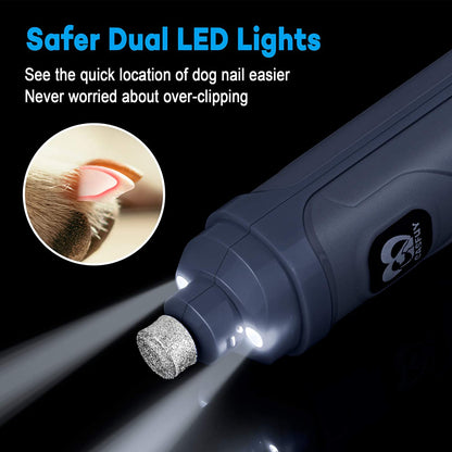 Rechargeable Pet Nail Grinder – Safe & Quiet Nail Trimmer with Dual LED Lights