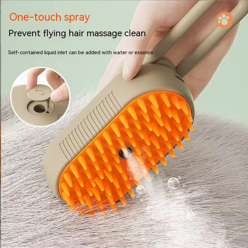 Steam Pet Grooming Brush – One-Touch Spray Deshedding Brush for Cats & Dogs