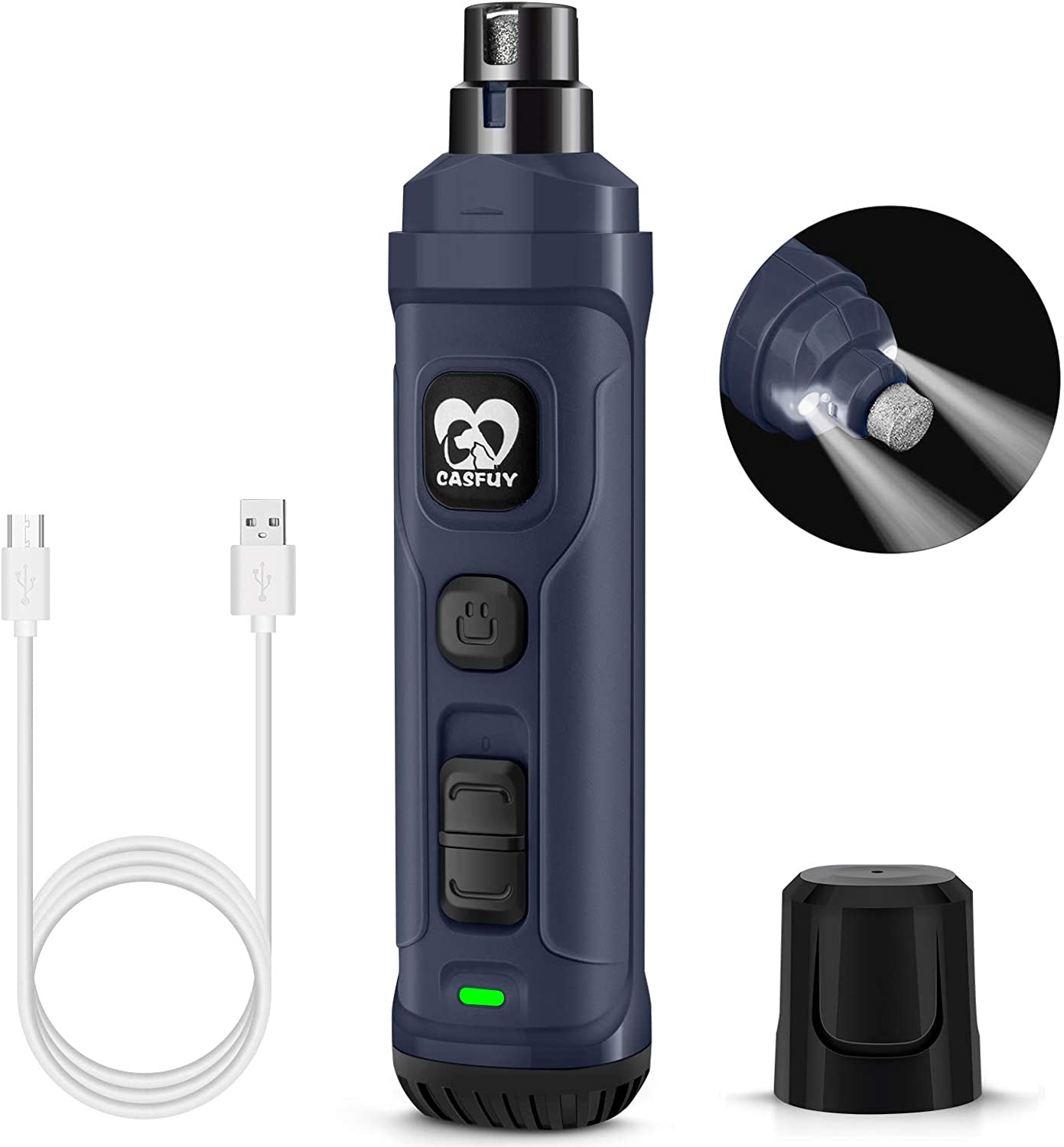 Rechargeable Pet Nail Grinder – Safe & Quiet Nail Trimmer with Dual LED Lights