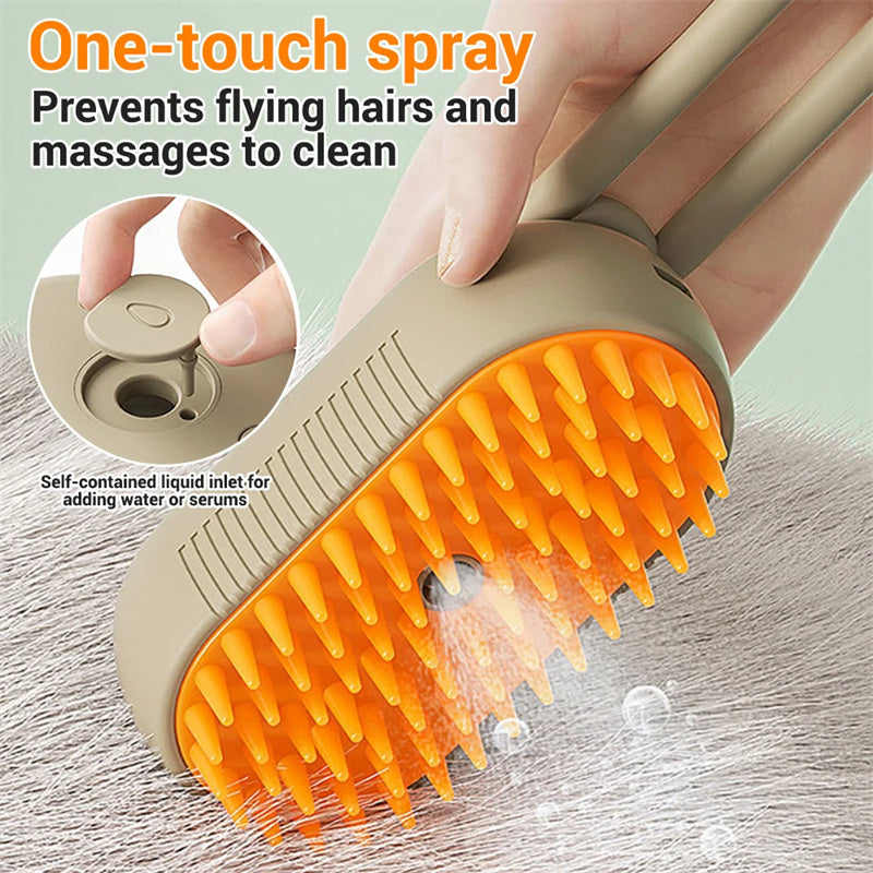 3-in-1 Steam Pet Grooming Brush – Remove Loose Fur & Reduce Shedding