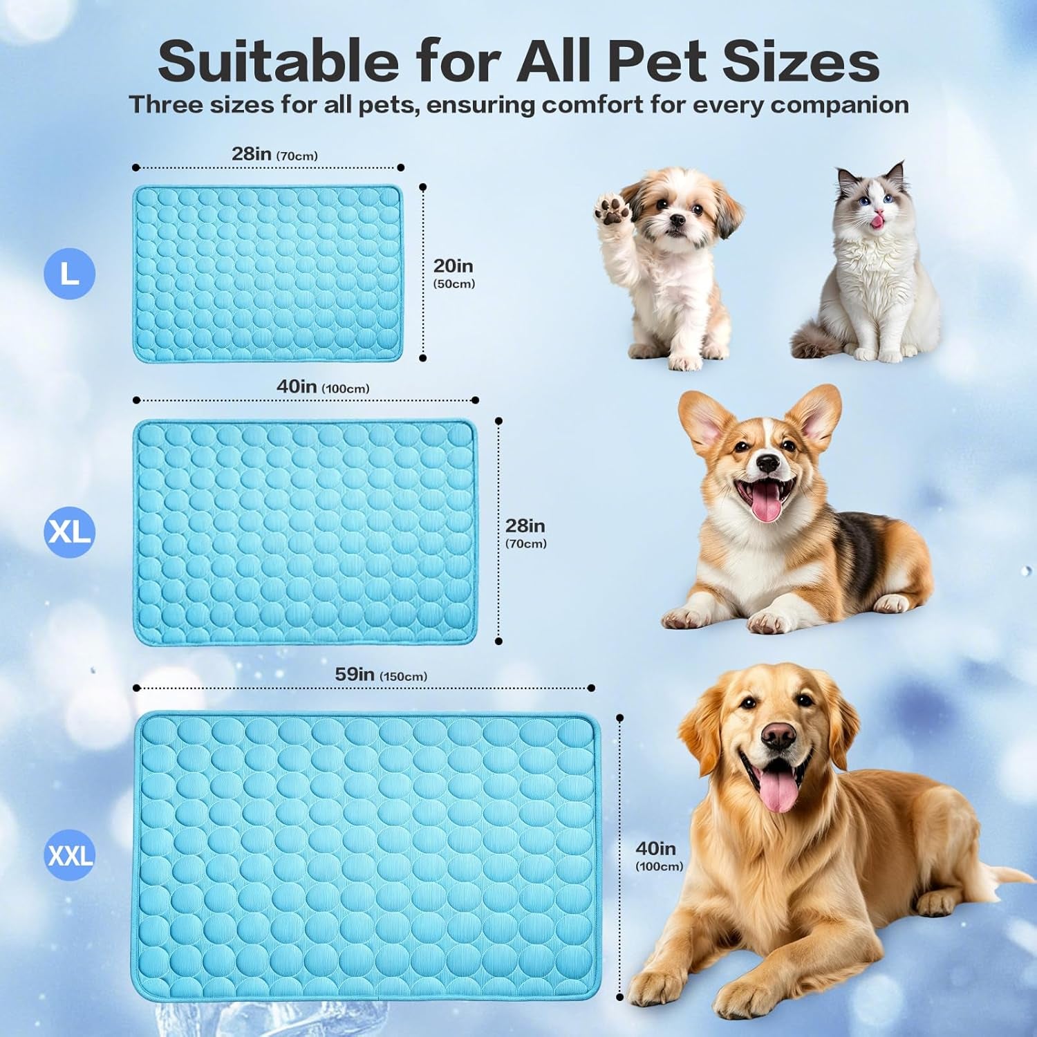 Cooling Pet Mat – Self-Cooling Washable Pad for Dogs & Cats | Non-Slip Summer Cooling Bed